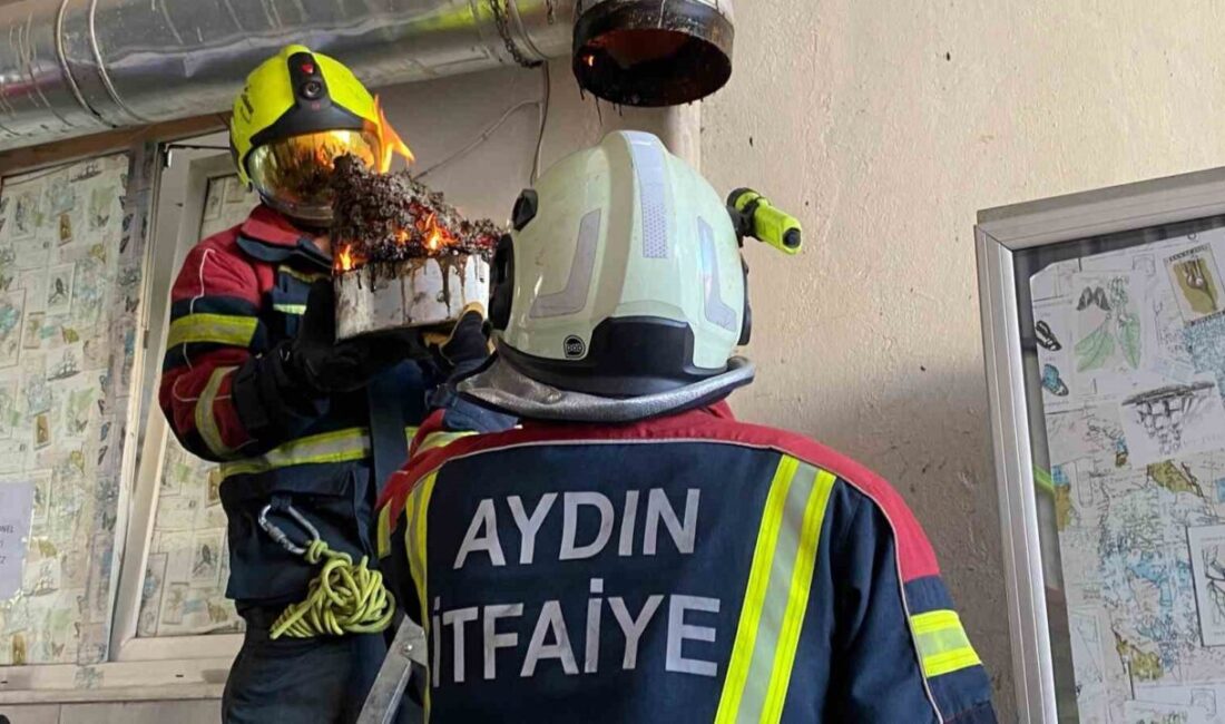 Aydın’ın Efeler ilçesinde bir akaryakıt istasyonu içerisinde bulunan lokantanın baca
