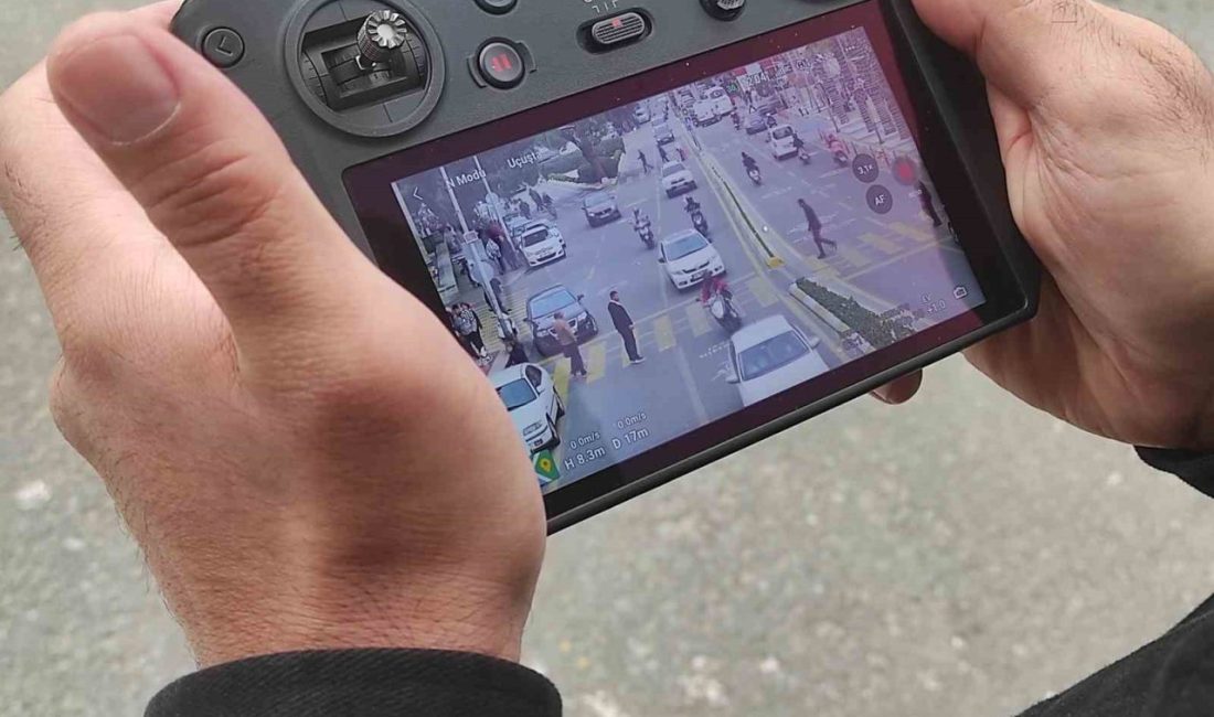 Aydın’ın Efeler ilçesi Adnan Menderes Bulvarı üzerinde gerçekleştirilen drone destekli