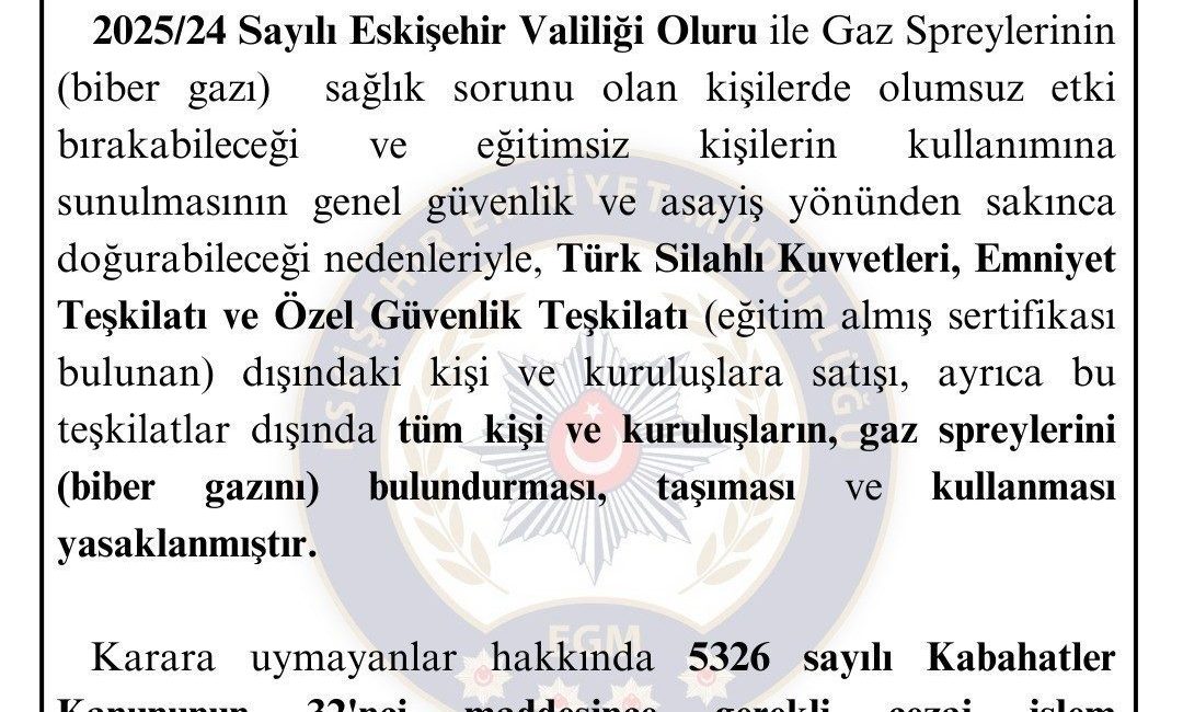 Eskişehir’de eğitim almayan ve sertifikası bulunnmayan kişilerin biber fazı bulundurmasının