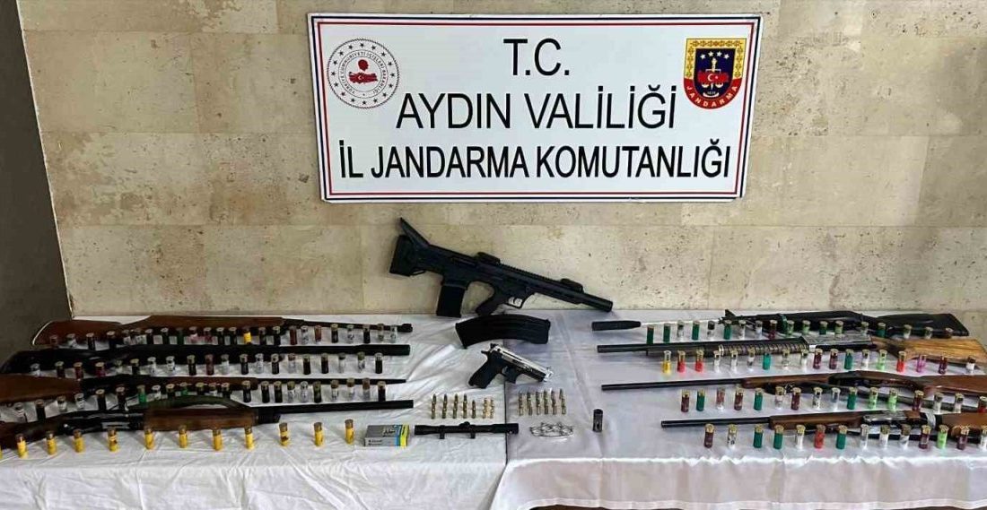 Aydın’ın Germencik ilçesinde 2 şüphelinin işyerlerine yapılan baskında 10 adet