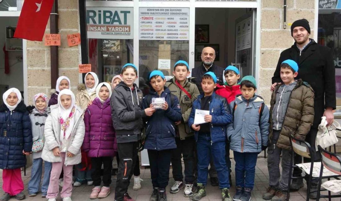 Kütahya’nın Demirciören köyünde eğitim gören Kur’an kursu öğrencileri, harçlıklarını Gazze’deki