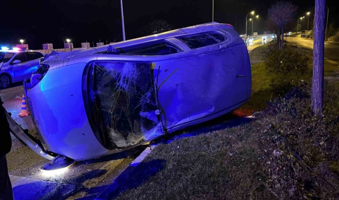 Bilecik’te seyir halinde kontrolden çıkan otomobil takla atarken, büyük hasarın