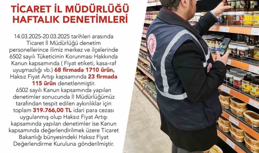 Eskişehir Ticaret İl Müdürlüğü, 14-20 Mart 2025 tarihleri arasında 6502