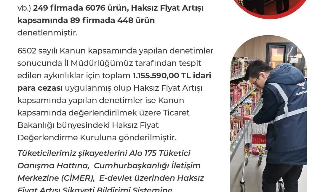 Eskişehir Ticaret İl Müdürlüğü, Mart ayı boyunca 6502 sayılı Tüketicinin