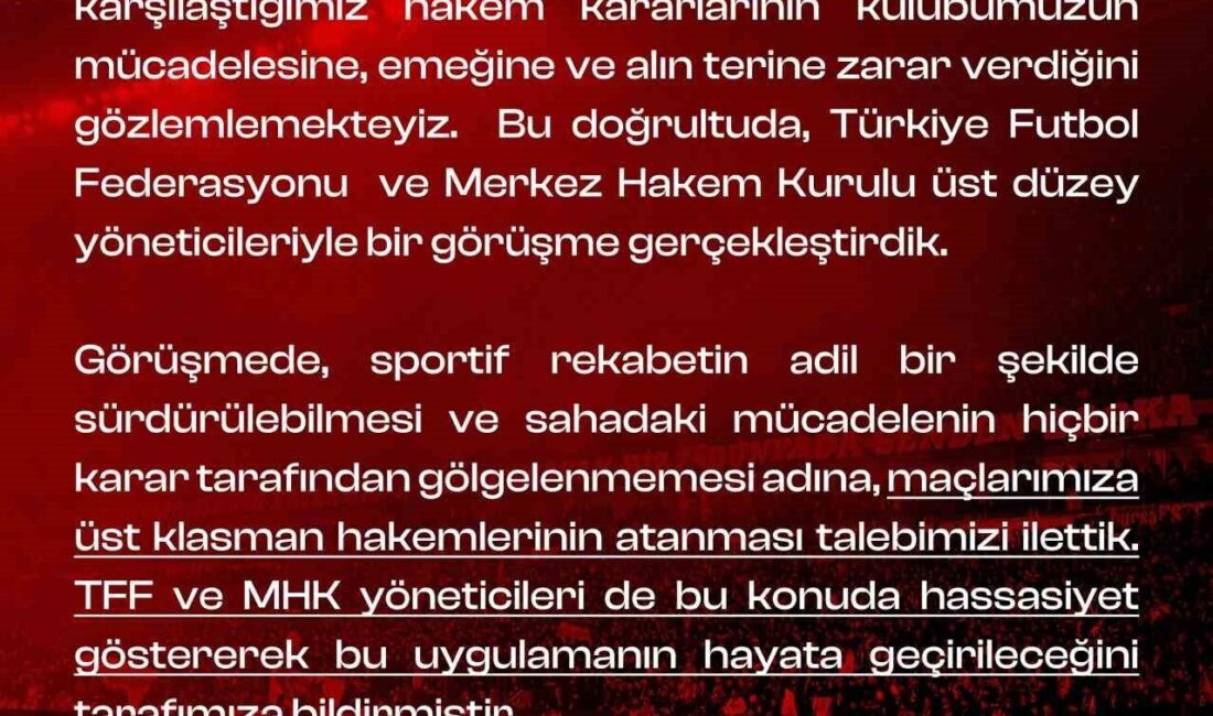 Eskişehirspor, maçlara üst klasman hakemler atanması talebi konusunda Türkiye Futbol