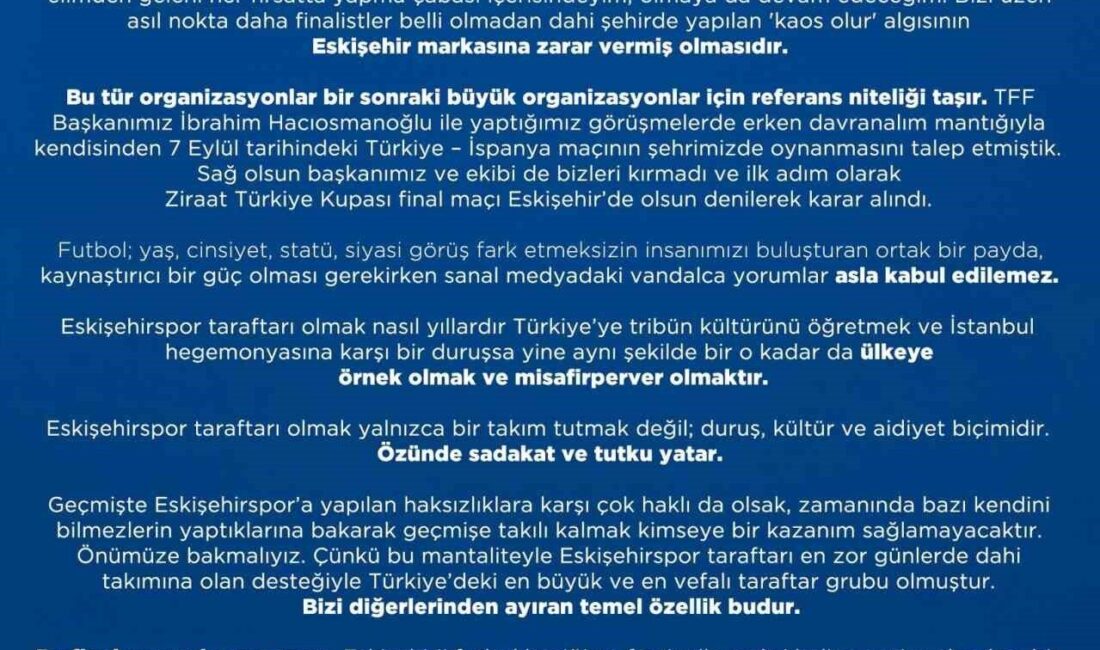 Eskişehir AK Parti İl Başkanı Gürhan Albayrak, Ziraat Türkiye Kupası