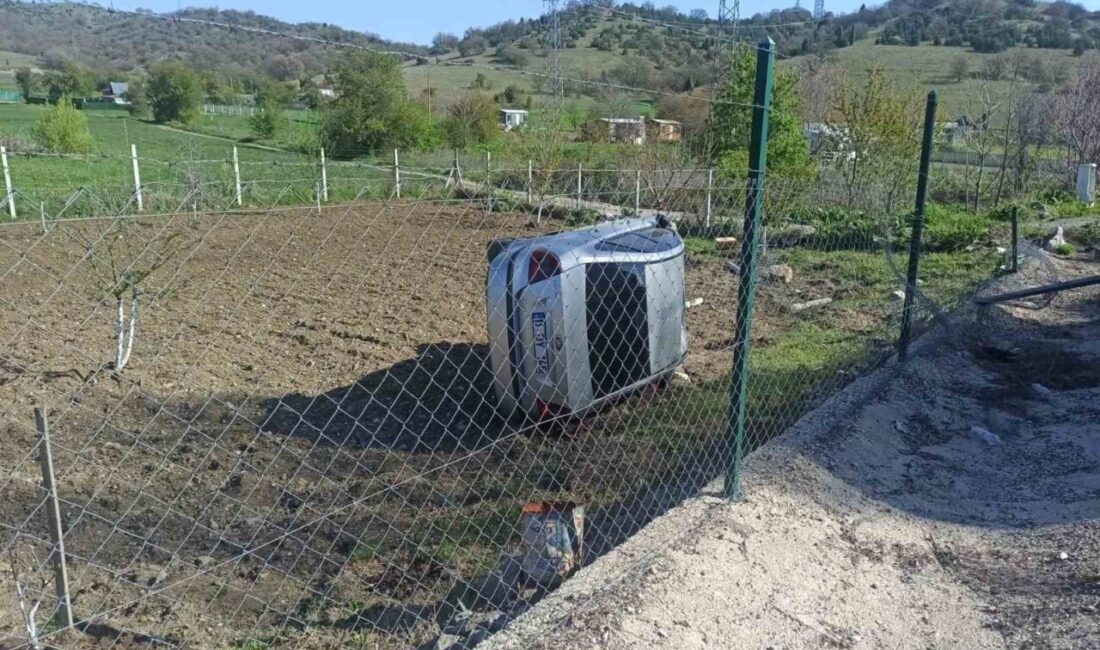 Bilecik’te seyir halindeyken kontrolden çıkan otomobil şarampole yuvarlandı, sürücüsü yaralandı.