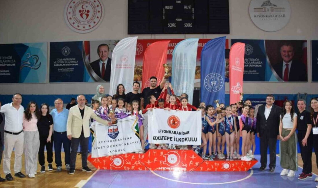 Afyonkarahisar’da ’Okul Sporları Cimnastik Müsabakaları’, Veysel Eroğlu Spor Salonu’nda yoğun