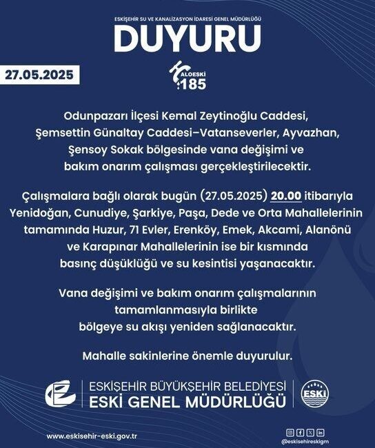 Eskişehir Büyükşehir Belediyesi Su ve Kanalizasyon İdaresi (ESKİ) Genel Müdürlüğü,
