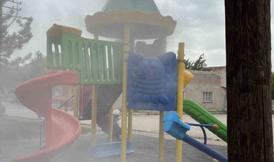 Eskişehir Yeşiltepe Mahallesi’nde bulunan oyun parkında kimliği belirsiz kişilerce yakılan