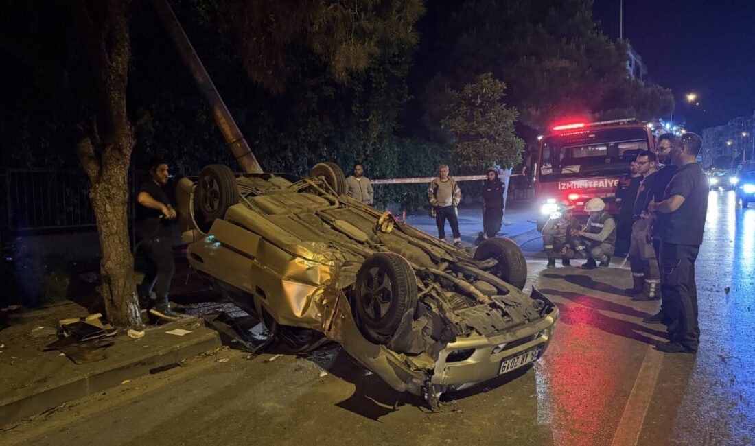 İZMİR (AA) – İzmir'in Konak ilçesinde kontrolden çıkarak takla atan