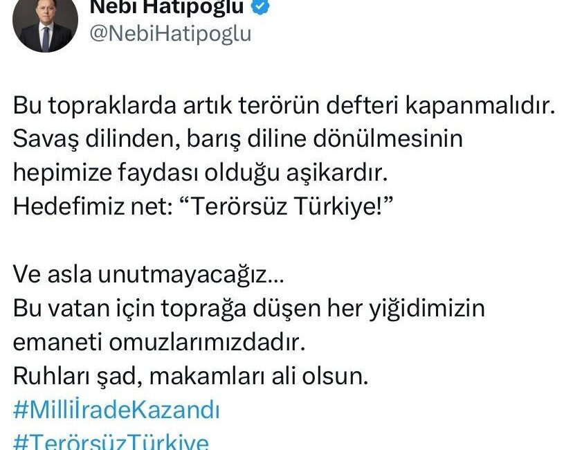 AK Parti Eskişehir Milletvekili Nebi Hatipoğlu, PKK’nın fesih kararıyla ilgili
