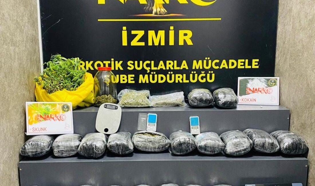 İZMİR (AA) – İzmir'de uyuşturucu operasyonunda 22 kilo 547 gram