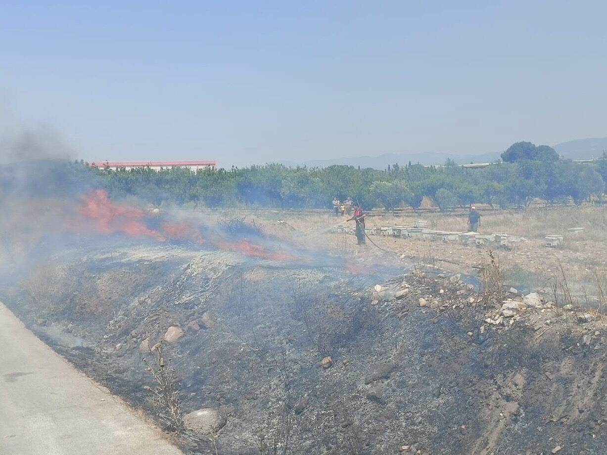 İZMİR (AA) – İzmir'in Kemalpaşa ilçesindeki boş arazide çıkan yangın
