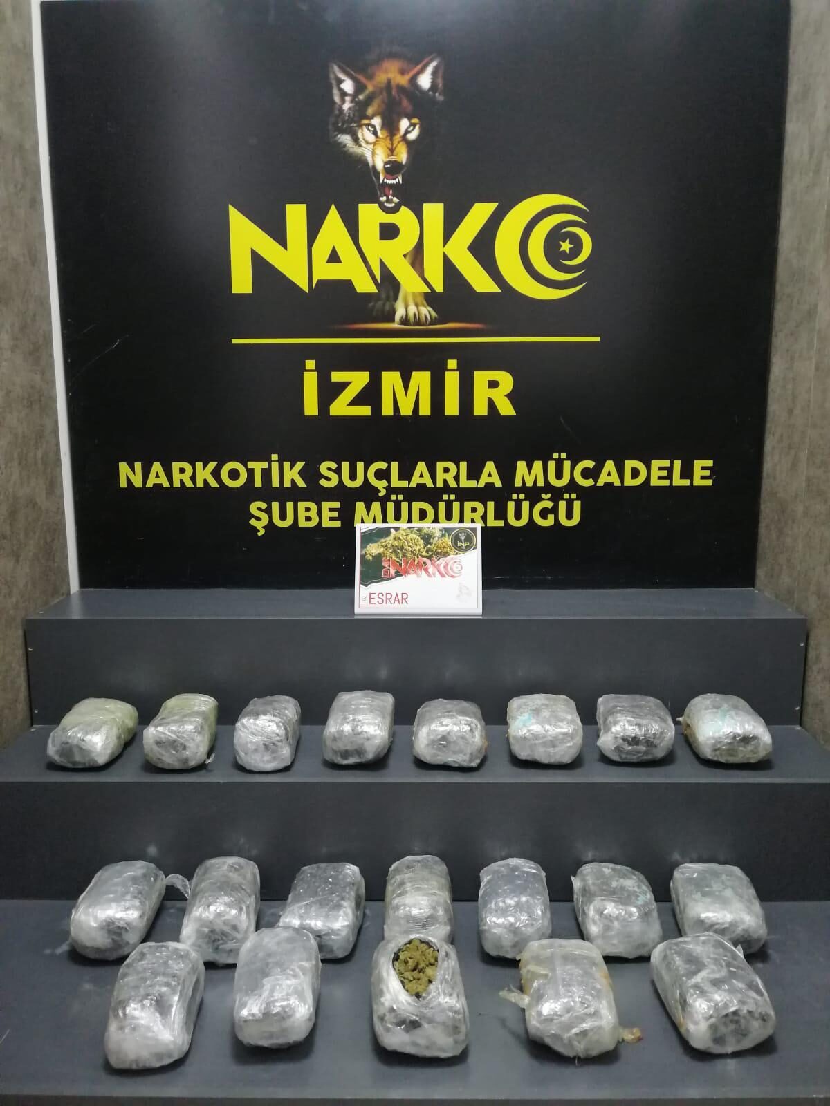 İZMİR (AA) – İzmir'de 11 kilo 11 gram uyuşturucu ele