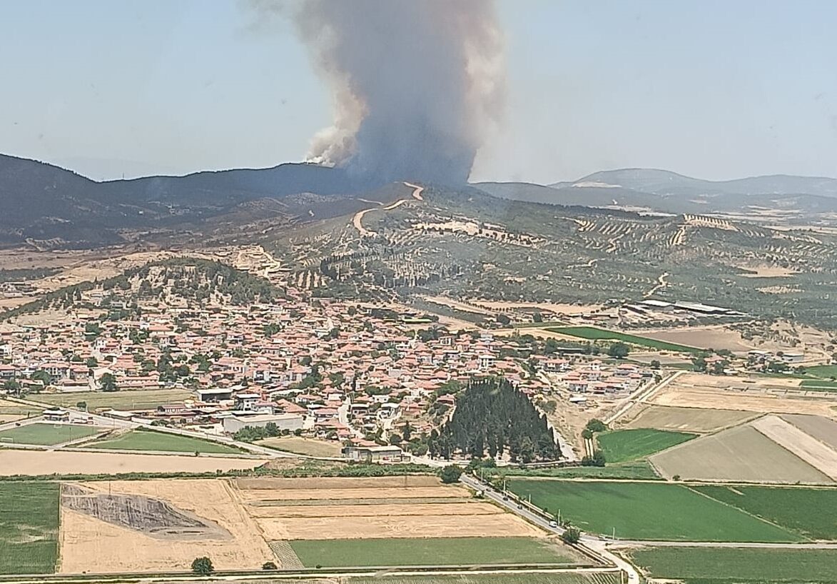İZMİR (AA) – İzmir'in Foça ilçesinde çıkan orman yangınına havadan