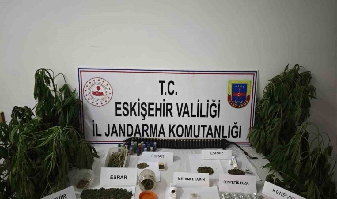 Eskişehir’de jandarma ekiplerince İnönü İlçesi’nde kenevir bitkisi ekimi yapılan ikamete