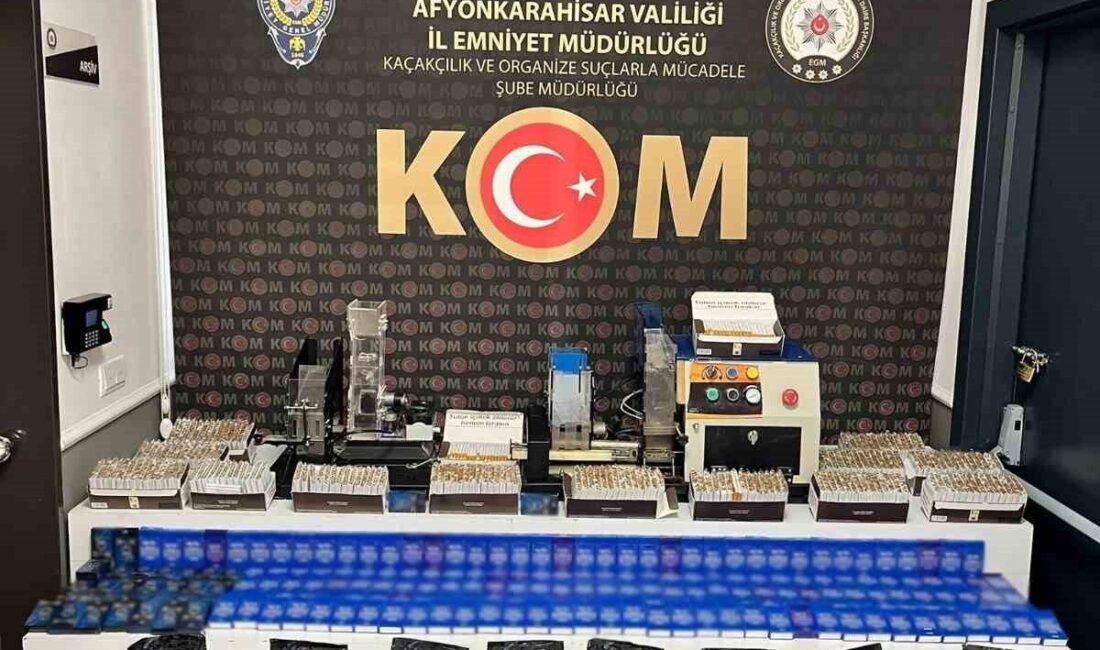 Afyonkarahisar’da polis ekiplerince 2 adet sigara doldurma makinesi, 11 bin