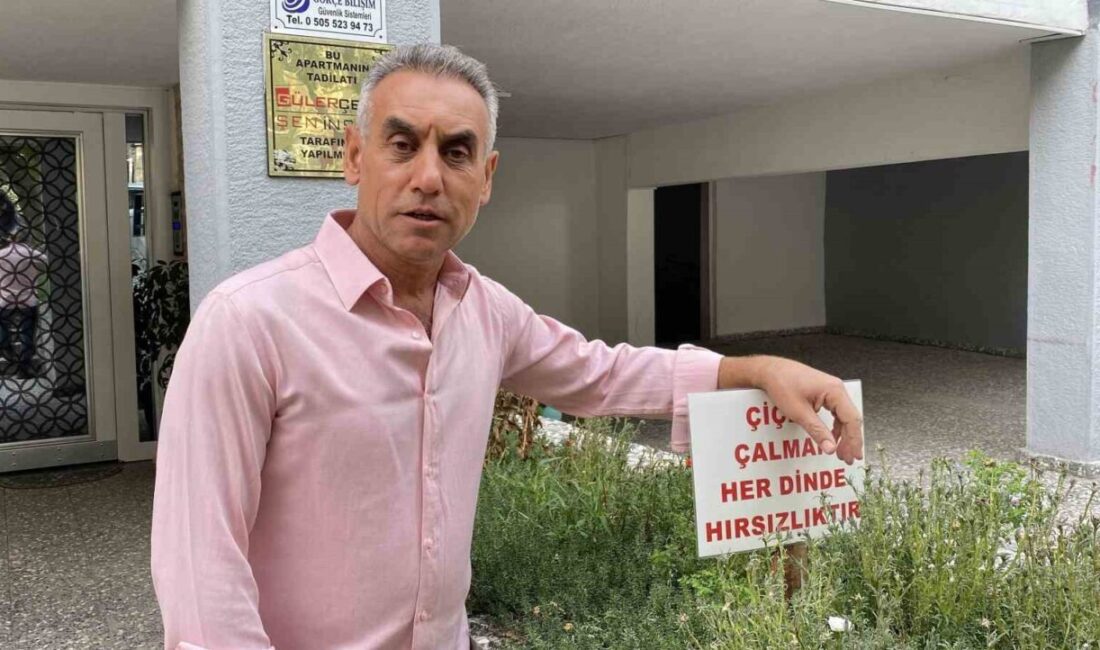 Eskişehir’de bahçesinden sürekli çiçek çalınan apartmanın yöneticisinin “Çiçek çalmak her
