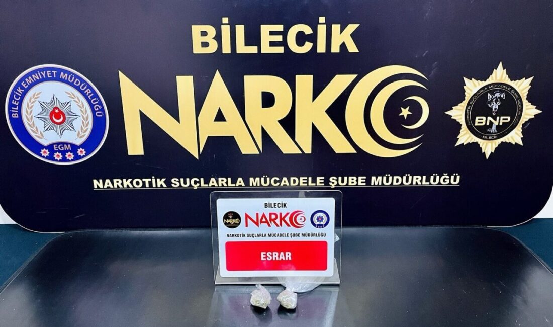Bilecik İl Emniyet Müdürlüğü Narkotik Suçlarla Mücadele Şube Müdürlüğünce gerçekleştirilen