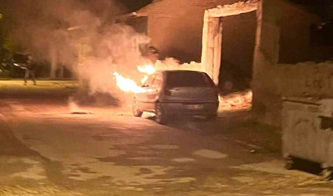 Eskişehir’de sokakta park halinde bulunan otomobil henüz bilinmeyen bir sebeple