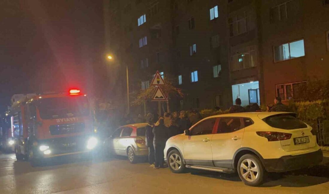 Eskişehir’de bir apartmanda yangın itfaiye ekiplerince söndürülürken, dumandan etkilenen anne
