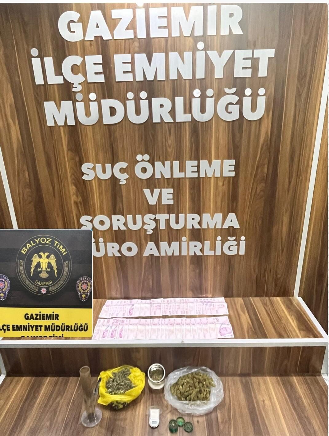 İZMİR (AA) – İzmir'in Gaziemir ilçesinde uyuşturucu madde ticareti yaptığı