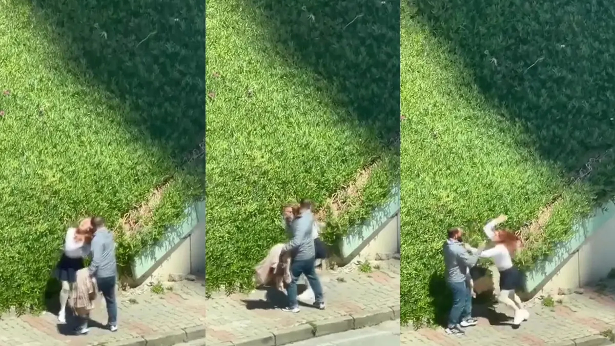İstanbul Maltepe’de bir şahıs, sokak ortasında tartıştığı kadını saçından çekip