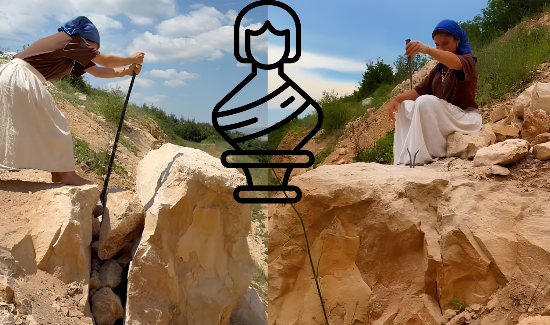 İngiliz taş ustası Natalie Gee, kaya parçalarını yalnızca bir malzeme