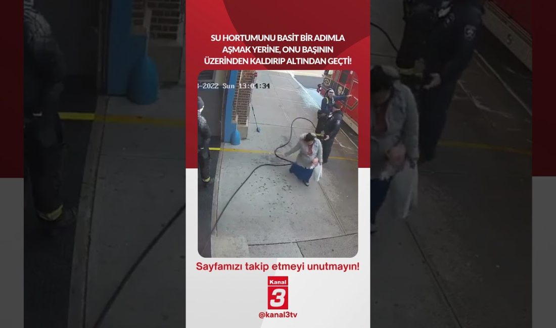 Su hortumunu basit bir adımla aşmak yerine, onu başının üzerinden