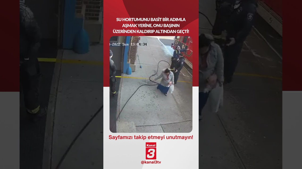 Su hortumunu basit bir adımla aşmak yerine, onu başının üzerinden
