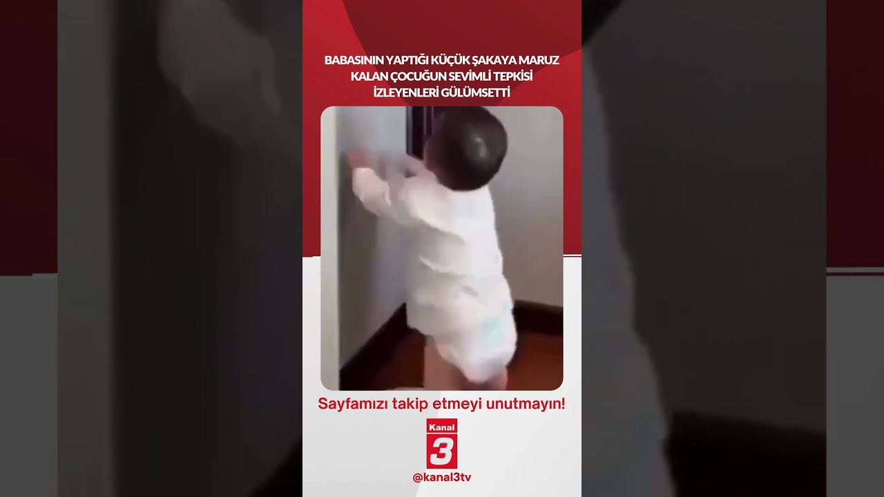 Babasının yaptığı küçük şakaya maruz kalan çocuğun sevimli tepkisi izleyenleri