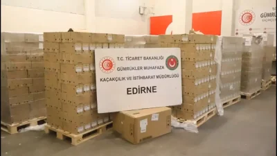 Edirne Kapıkule Gümrük Kapısı'nda Ticaret Bakanlığı Gümrük Muhafaza ekiplerince düzenlenen