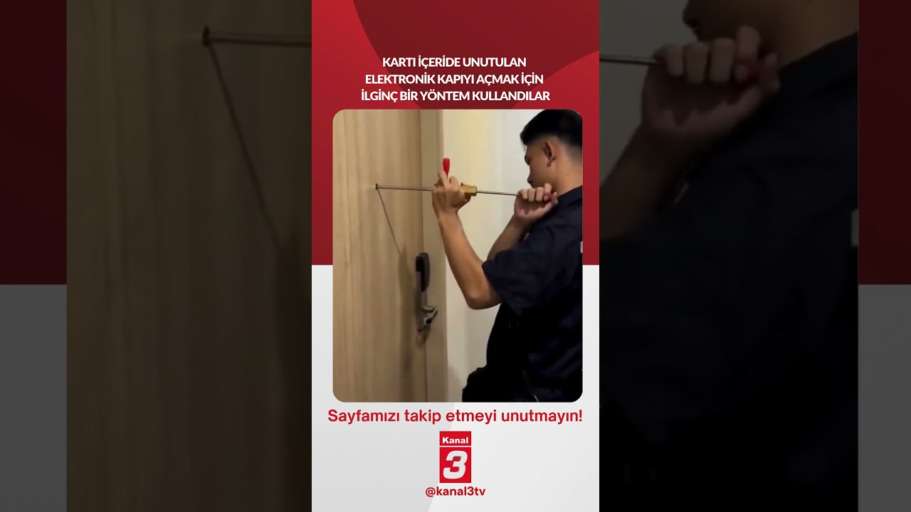Kartı içeride unutulan elektronik kapıyı açmak için ilginç bir yöntem